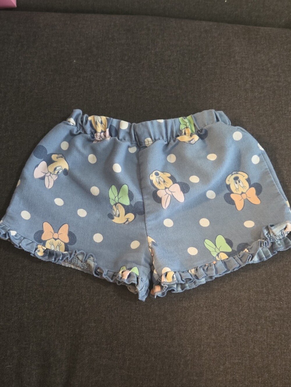 Girls' Blue Minnie Mouse Polka Dot Ruffle Shorts Size 4T